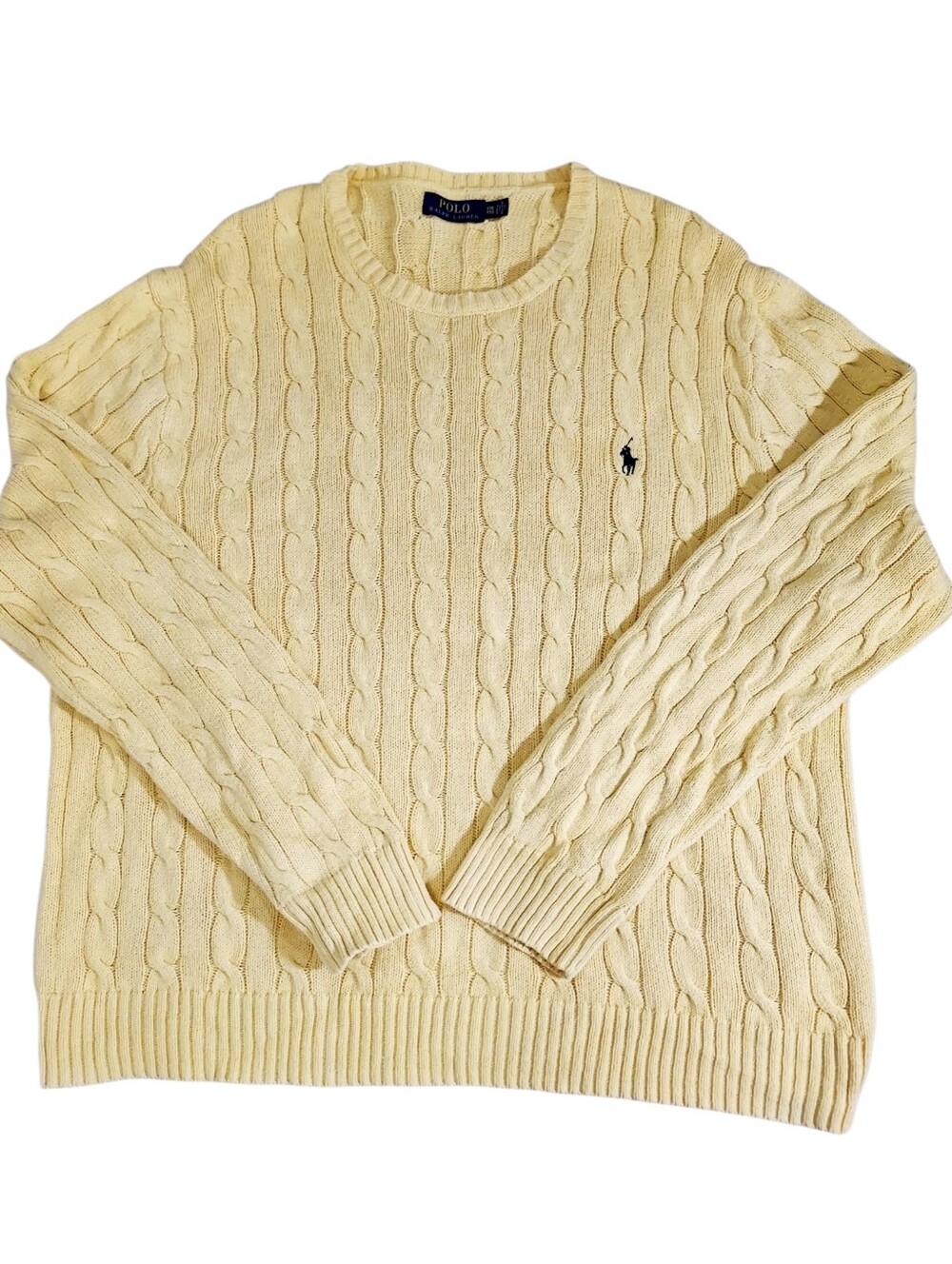Polo Ralph Lauren Yellow Cotton Cable Knit Sweater XXL